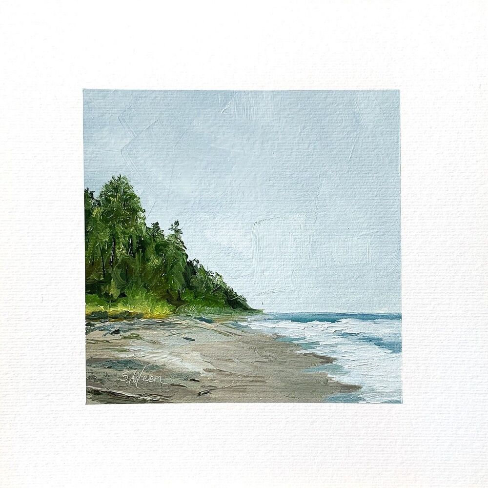 8x8 PNW Original Oil Painting Olympic National Park Coastal Seascape Art Signed